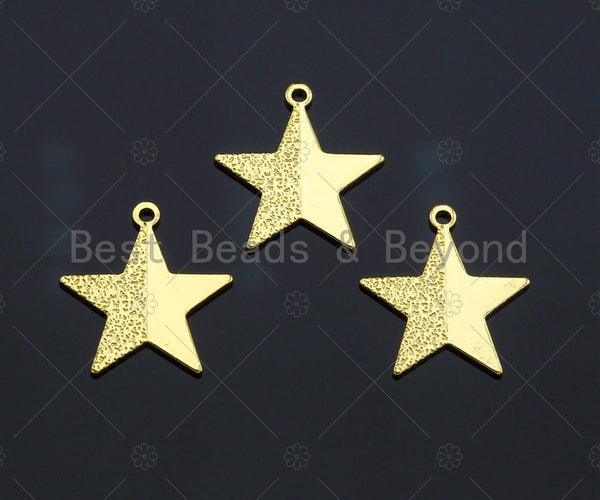 Half Brushed Half Shinny  Star Charm/Pendant, Star Shape Charm, Gold Star Pendant, Gold plated charm, 15mm, Sku#Y327