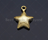 Brushed Gold Puffy Star Charm/Pendant, Star Shape Charm, Gold Star Pendant, Gold plated charm, 13mm, Sku#Y329 Bestbeads&Beyond