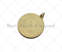 White Enamel Clover On Round Coin Pendant, Gold/Silver Enamel Pendant, Enamel Jewelry, 24x27mm, Sku#Z1215
