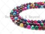 High Quality Smooth Colorful Banded Agate beads, 6mm/8mm/10mm/12mm Rainbow Agate Gemstone beads, 15.5inch strand, SKU#UA152