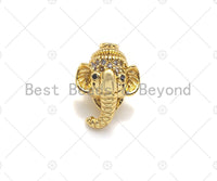 CZ Micro Pave Elephant Head Bead, Elephant Spacer Beads, Men's Jewelry Findings, CZ Pave beads, Animal Beads, 11x15mm, sku#LK109