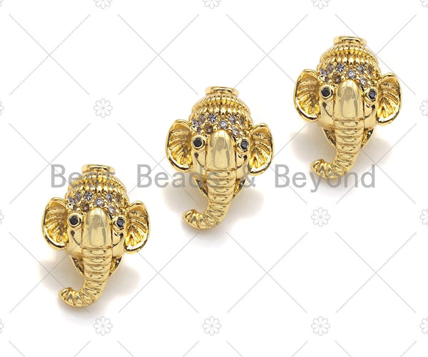 CZ Micro Pave Elephant Head Bead, Elephant Spacer Beads, Men's Jewelry Findings, CZ Pave beads, Animal Beads, 11x15mm, sku#LK109