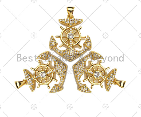 18k Shiny Gold Boat Anchor Charms, Gold Anchor Charms, Anchor Pendant, Gold Pendant, Necklace Charms, 20x24mm, Sku#LK146