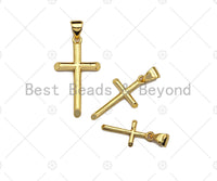 18k Gold Plated Cross Shape Charms, Gold Cross Charms, Cross Pendant, Gold Pendant, Cross Necklace Charms, 9x17/12x22/15x26mm, Sku#LK148