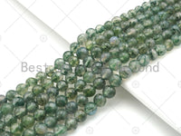 Top Quality Round Smooth Moss Agate, 6mm/8mm/10mm/12mm Green Moss Agate Beads,15.5'' Full Strand, UA185