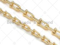High Quality Hand Made Fancy U link Ball Chunky Statement Chain, 18K Real Gold Plated Chain, Wholesale bulk Chain, 7x15mm/5x10mm, sku#M293