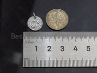 Cresent Moon Star On Round Coin Shaped Pendant/Charm, Round Coin Cubic Zirconia Pendant Charm,12x12mm,sku#L297