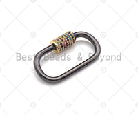 Dual Color CZ Pave Oval Shape Clasp, Gold Black Color Carabiner Clasp, Carabiner Clasp,17x29mm, sku#K116 Bestbeads&Beyond