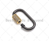 Dual Color CZ Pave Oval Shape Clasp, Gold Black Color Carabiner Clasp, Carabiner Clasp,17x29mm, sku#K116 Bestbeads&Beyond