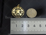 CZ Micro Pave Five Star Hollow Out On Round Shape Pendant, Gold Plated, Necklace Bracelet Charm Pendant, 27x28mm,sku#F1238
