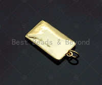 CZ Micro Pave Dog Cross On Rectangle Shape Pendant, Gold Plated, Necklace Bracelet Charm Pendant, 16x25mm,sku#F1239