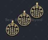 CZ Micro Pave Thorns On Round Ring Shape Pendant, Gold Plated Jewelry, Necklace Bracelet Charm Pendant, 22x25mm,sku#LD02