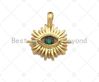 CZ Micro Pave Colorful Evil Eye On North Star Shape Pendant, Gold Plated Jewelry, Necklace Bracelet Charm Pendant, 14x15mm,sku#LD06