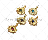 CZ Micro Pave Colorful Evil Eye On North Star Shape Pendant, Gold Plated Jewelry, Necklace Bracelet Charm Pendant, 14x15mm,sku#LD06