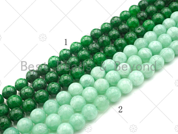 Natrual Emerald/Angelite Jade, 6mm/8mm/10mm Round Smooth Jade, Dyed Jade, 15.5'' Full Strand, Sku#U1000