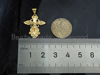 CZ Micro Pave Jesus Figure Ankh Cross Shaped Pendant/Charm,24K Gold Radiate Cubic Zirconia Pendant Charm,19x22mm,sku#F1263