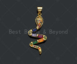 Colorful CZ Micro Pave Snake Shaped Pendant/Charm,Gold Big Cubic Zirconia Pendant Charm,13x33mm,sku#F1269