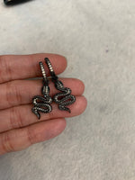 CZ Micro Pave CZ Gold Snake Earring, Snake Huggie Earrings, pave earrings, 13x37mm, sku#J259