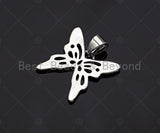 18K Gold Silver Butterfly Charms, Dainty Charms, Butterfly Pendant, Butterfly Necklace Charms, 17mm, Sku#F1298