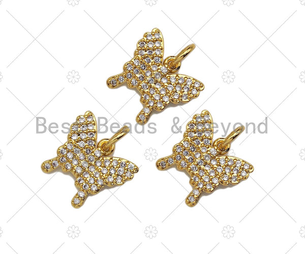 18k Dainty Gold Butterfly Charms, Butterfly Charms, Gold Butterfly Pendant, Butterfly Necklace Bracelets Charms, 13x12mm, Sku#F1310