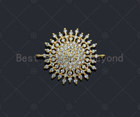 CZ Micro Pave Sparkly flower Connector, Cubic Zirconia Flower Space Connector, 18K Gold Finish, 21x26mm, sku#LK151