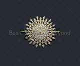 CZ Micro Pave Sparkly flower Connector, Cubic Zirconia Flower Space Connector, 18K Gold Finish, 21x26mm, sku#LK151