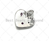 Colorful CZ Micro Pave Heart Pendant/Charm,Cubic Zirconia Paved Charm, Necklace Bracelet Charm Pendant,14x15mm, sku#L327