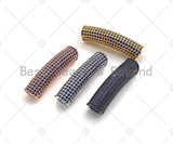 Cobalt CZ Micro Pave Half Full Pave Tube for Bracelet/Necklace, CZ Spacer Tube in Silver/Gold/Rose Gold/Black, Tube Beads, 38x8mm,sku#ML13