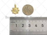 CZ Micro Pave North Star On Round Coin Charm/Pendant, Round Shape Charm, Gold Coin Pendant, Gold plated charm, 13mm, Sku#JL12