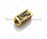 Wolf/Lion King,Tube Spacer Bead, Black CZ Pave Tube Spacer Beads for Men/Women Jewelry Making, 7x14mm, sku#ML20