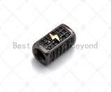 Lighnting/Eagle Bead,Tube Spacer Bead, Black CZ Pave Tube Spacer Beads for Men/Women Jewelry Making, 7x14mm, sku#ML21