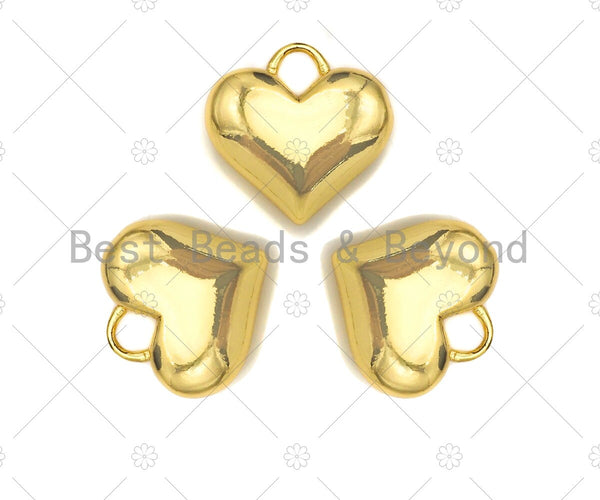 Plain Gold Puffy Heart Shape Charm/Pendant, Heart Shape Charm, Gold Heart Pendant, Gold plated charm, 16mm, Sku#Y325