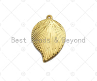 Brushed Gold Leaf Shape Charm/Pendant,  Thin Leaf Shape Charm, Gold Pendant, Gold plated charm, 15x23mm, Sku#Y326 Bestbeads&Beyond