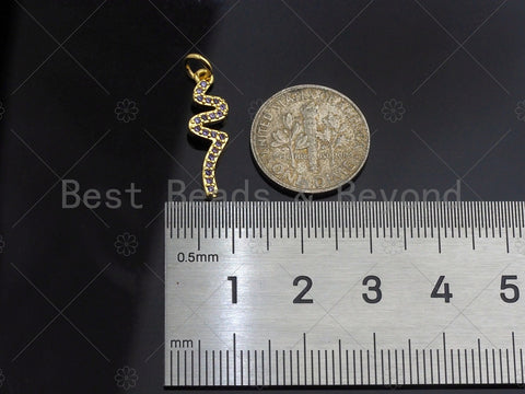 Violet CZ Micro Pave Snake Shaped Pendant/Charm, Snake Cubic Zirconia Pendant Charm,6x20mm,Sku#Z1219