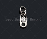 Clear CZ Micro Pave Safety Pin Shape Pendant,Cubic Zirconia Safety Pin Charm,Gold/Silver/Rose Gold Tone,4x10mm,Sku#Y343