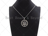 David Star Pendant Stainless Steel Silver Chain Necklace-Men's Necklace - Engraved Symbolic Jewelry - Pendant Necklace, sku#L340