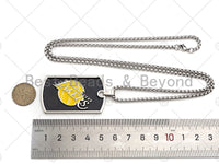 LA Lakers Dog Tag Pendant Stainless Steel Silver Chain Necklace-Men's Necklace - Men's Necklace Pendant , SKU#L343 Bestbeads&Beyond