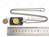 LA Lakers Dog Tag Pendant Stainless Steel Silver Chain Necklace-Men's Necklace - Men's Necklace Pendant , SKU#L343