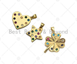 Colorful CZ Micro Pave Heart Star Clover Pendant Charm, Gold Filled star, heart, shamrock Charm, sku#L353