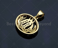 Dual Color Curve Pattern On Oval CZ Micro Pave Charms,Oval Charms/Pendant, Gold Pendant, Oval Necklace Charms, 16x16mm, Sku#F1282