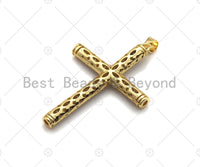 Large CZ Micro Pave Gold Cross Shape Pendant, Gold Cross Charms,Gold Cross Pendant, Cross Necklace Charms, 30x42mm, Sku#LK142