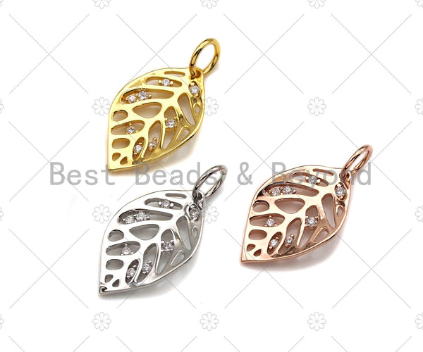 Leaf Shape Charms, Gold Silver Rose Gold Leaf Charms, Leaf Pendant, Leaf Necklace Charms, 10x16mm, Sku#Y338