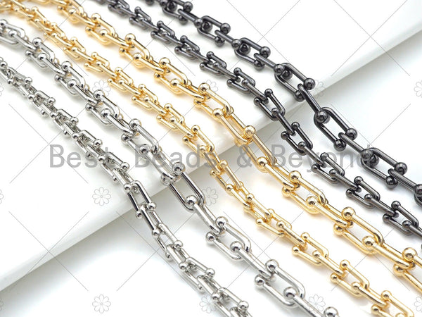 High Quality Hand Made Fancy U link Ball Chunky Statement Chain, 18K Real Gold Plated Chain, Wholesale bulk Chain, 7x15mm/5x10mm, sku#M293