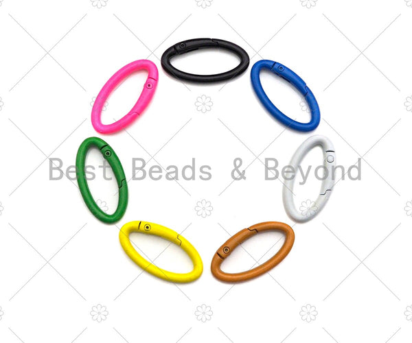 Colorful Enamel Oval Spring Clasp, Easy open Spring Gate, Black/Yellow/Pink/White/Blue/Green/Brown Spring Gate, 16x31mm, Sku#K138