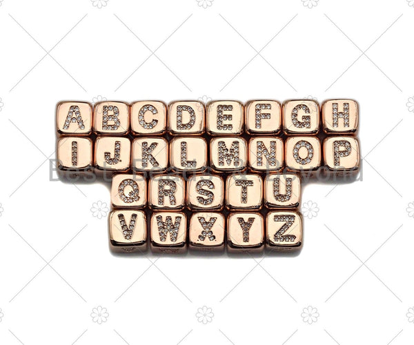 8.5mm Gold/Rose Gold/Silver Alphabet CZ Micro Pave Large Hole Spacer B –  Bestbeads&Beyond