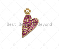 Colorful CZ Micro Pave Heart Shape Pendant/Charm, Fuchsia/Cobalt Cubic Zirconia Pendant/charm,9x16mm, sku#ML25