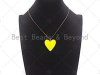 Yellow Pink Blue Enamel Heart Pendant with Gold Finish, Enamel Heart, Colorful Enamel Heart, 15/25/35mm, sku#ML26