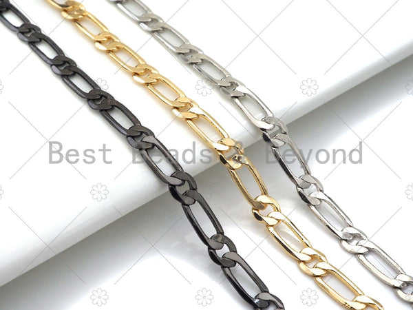 High Quality Figaro Chain by Yard, 18K Real Gold Plated Chain, Wholesale bulk Chain, 5x13mm,sku#M311 Bestbeads&Beyond