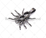 CZ Micro Pave Spider Shaped Pendant/Charm, Cubic Zirconia Pendant Charm, Focal Spider Charm, Halloween Charm, 40x47mm,Sku#L380 Bestbeads&Beyond