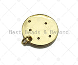 CZ Micro Pave Maple Leaf  On Round Coin Pendant/Charm,Cubic Zirconia Charm, Necklace Bracelet Charm Pendant,16x16mm, Sku#L407